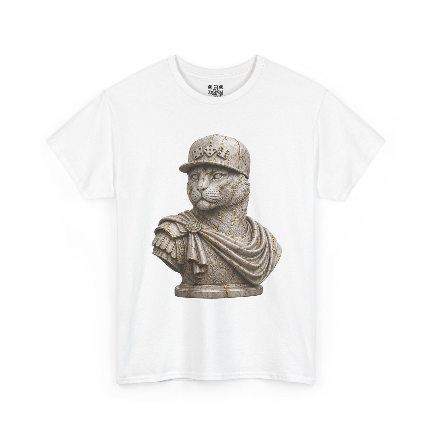 El Tigre Imperium Marble Bust — Ascension (Gold Vein) T-Shirt — Roman Statue Cat Graphic Tee | 456 Headcrack