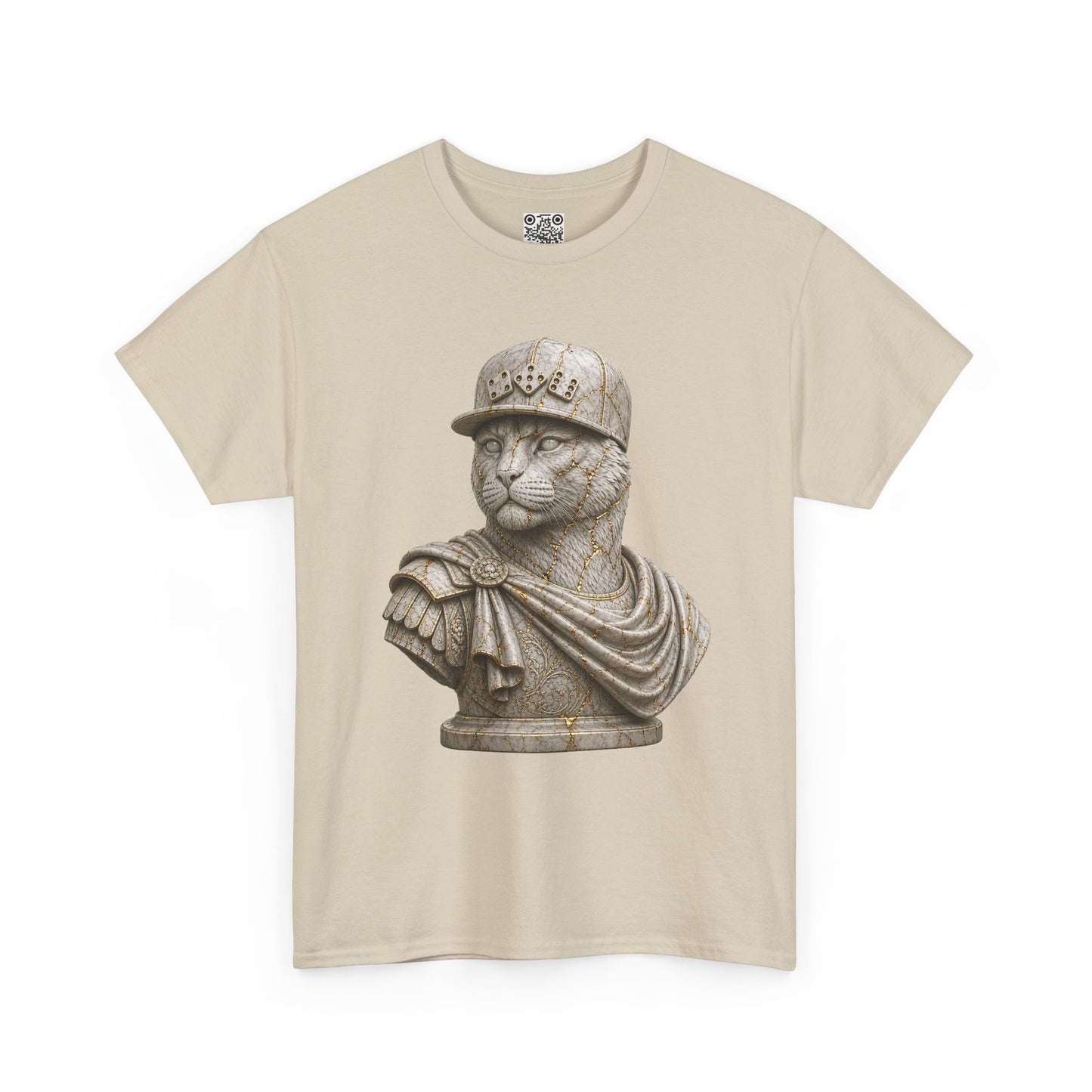 El Tigre Imperium Marble Bust — Ascension (Gold Vein) T-Shirt — Roman Statue Cat Graphic Tee | 456 Headcrack