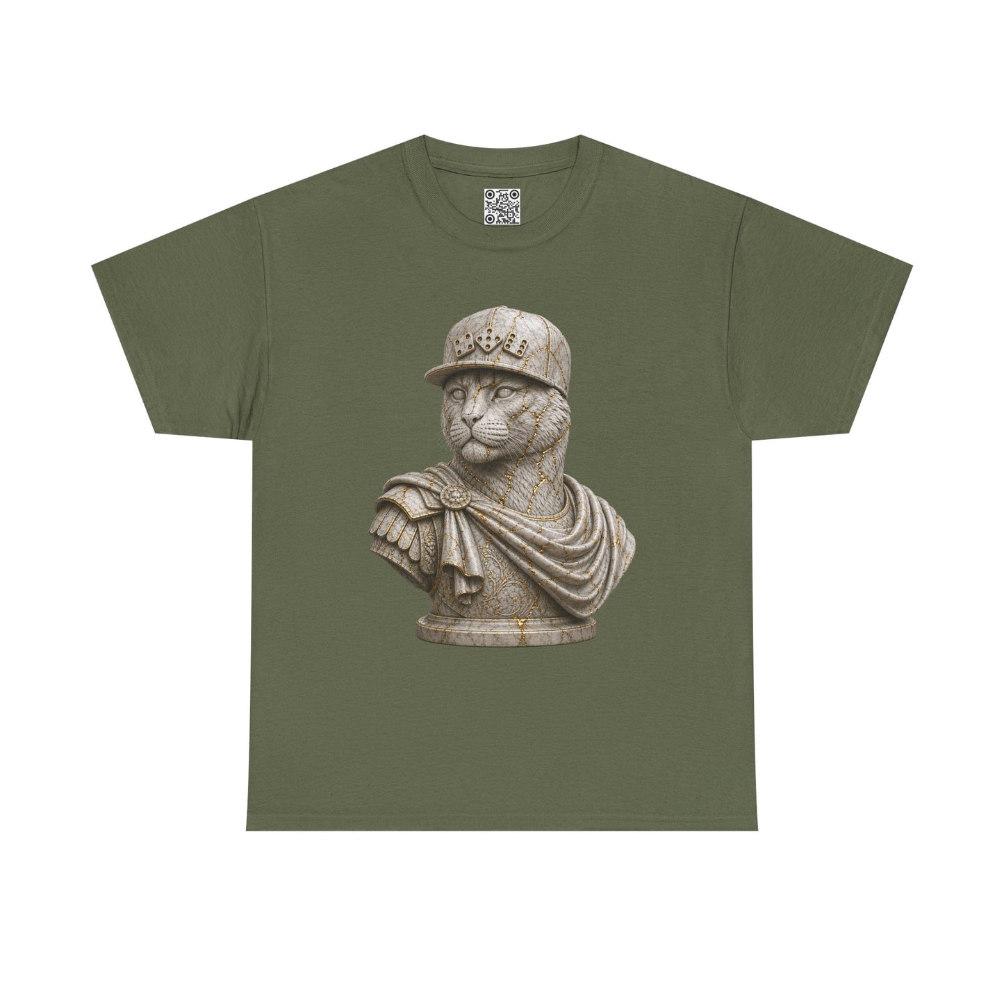 El Tigre Imperium Marble Bust — Ascension (Gold Vein) T-Shirt — Roman Statue Cat Graphic Tee | 456 Headcrack